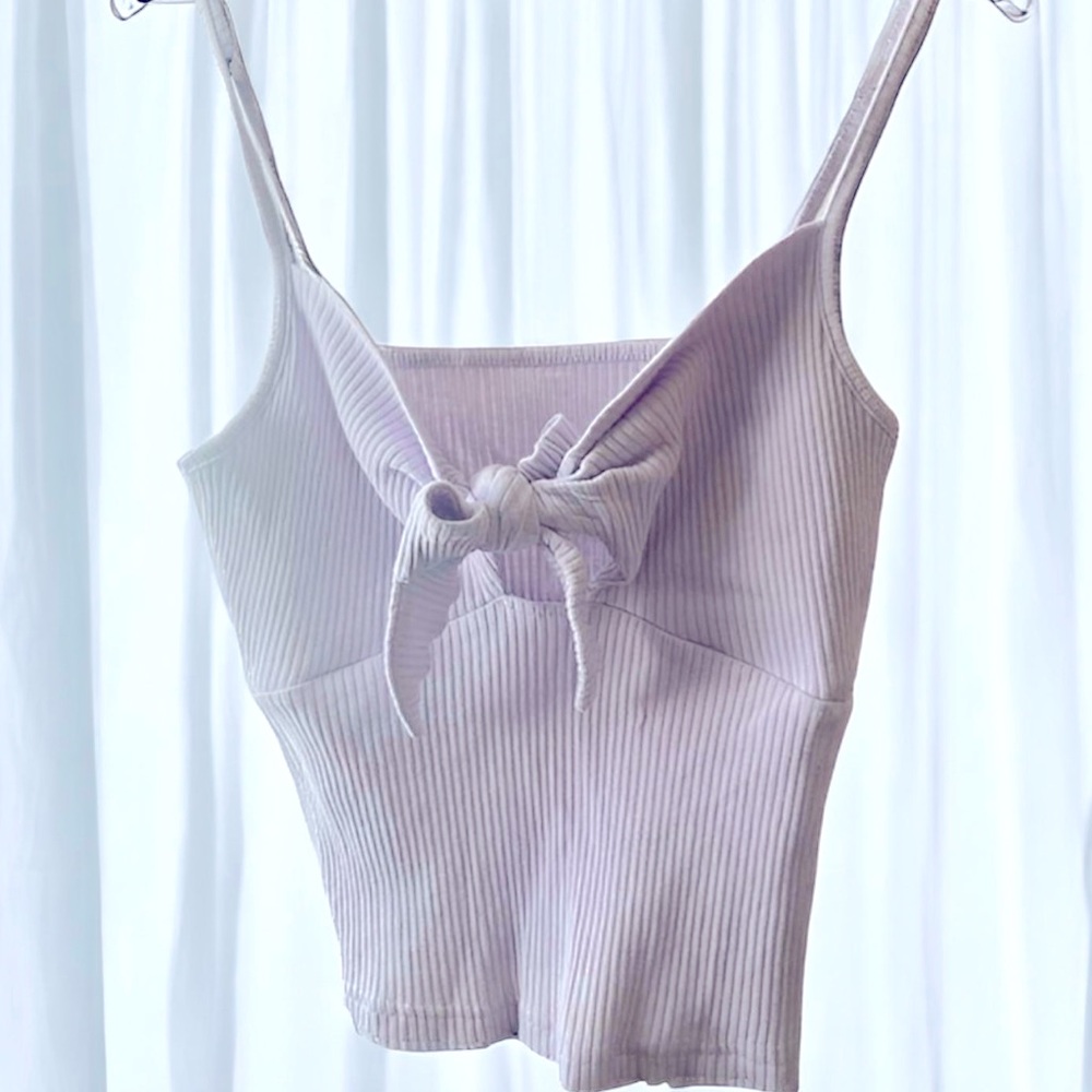 Lavender Front-Tie Crop Top